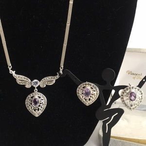 Amethyst Earrings & Necklace Set